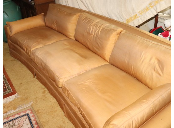 Guild Furniture Co. MCM Sofa With Slightly Curved Frame & Silk Upholstery