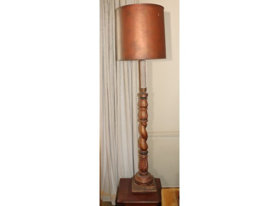 Italian Baroque Style Gilt Wood Tall Candlestick Lamp
