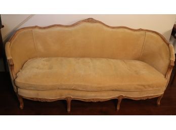 Scalloped Louis XV Style Canap Sofa With Carved Wood Frame