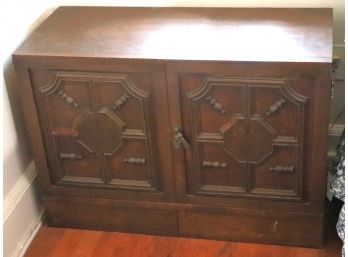 Spanish Baroque Style 3 Door Nightstand/ End-table With Inlaid Wood