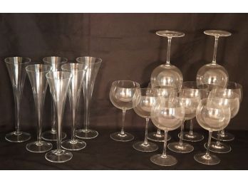 Lot Of Vintage Glassware With Wine Glasses & Champagne Flutes