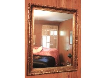 Vintage Wall Mirror With Gilt Floral Design