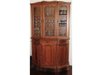 Very Pretty 1920s French Provincial Style Breakfront Cabinet With Carved Doors