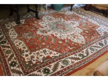Heriz Design Wool Area Rug / Carpet Hand Woven In India