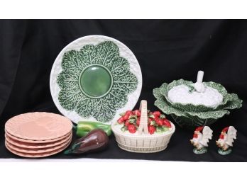 Large Ceramic Cauliflower Tureen With Under-plate, Strawberry Basket