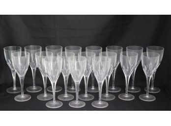 Large Set Of Handsome Crystal Wine Glasses With Thumbprint Design