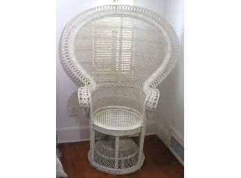 Grand Peacock Rattan Chair Painted White
