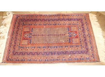 Antique Hand Made Oriental Prayer Rug In Rich Jewel Tone Colors