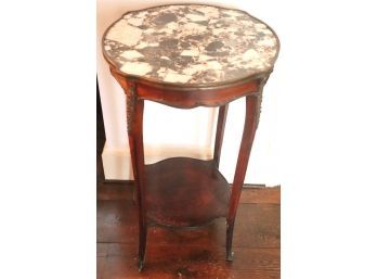 Antique French Side Table With Multicolored Marble Top & Ormolu