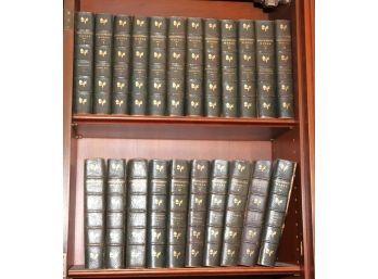 Antique Set Of 22 Leather-Bound Books Of Thackerays Works