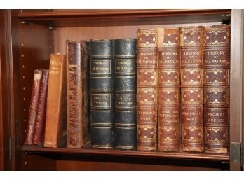 Lot Of 10 Antique Leather-Bound Books With Limited Federal Ed.of Jeffersons Writings