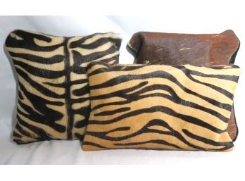 Cowhide Embossed Pillows With Animal Patterns.