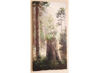 Unframed Painting Of Forest Scene Signed By Artist