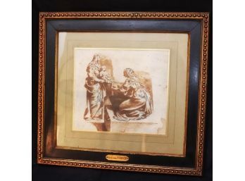 Antique Artwork On Paper By Alexandre Turchi,, Green Bristol Glass Lamp & More