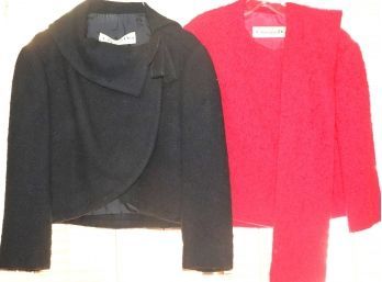 Two Vintage Christian DIOR Short Wool Jackets, 1 With Scarf