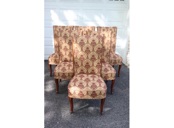 Set Of 6 Finely Upholstered Dining Chairs With Quality Custom Upholstery