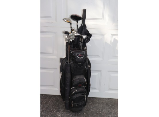 Golf Bag With Assorted Clubs As Pictured, Taylor Made Burner, Ping Moxie Putter, Assorted Irons