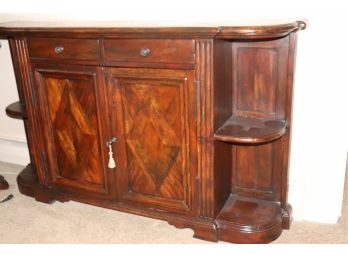 Antique Wood Castle Bromwich, Theodore Alexander  Parquet Style Top, Quality Well-Made Contents Not Includ