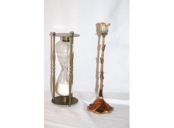 Beautiful Jay Strong Water Floral Design Candle Holder & Sands Of Time Display Piece