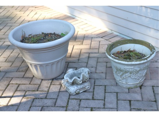 Three Plastic Pots For Gardening