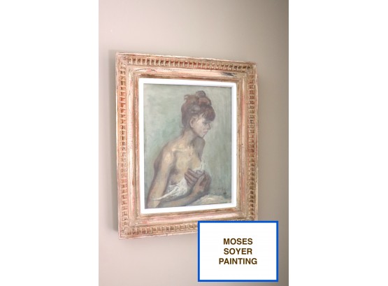 Signed Original Painting By Moses Sawyer 46' Of Woman Undressing