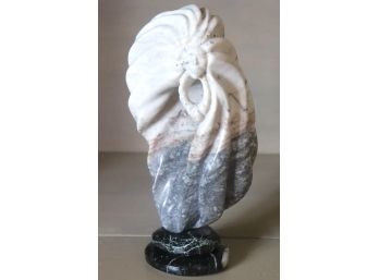 Carved Marble Native American Style Statue With Marble Base