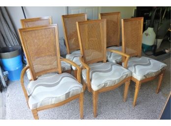 6 Wood Chairs With Caned Backs