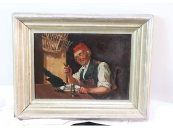 Vintage Oil Painting By Thomas Yoeman 1902 In Wood Frame With Receipt
