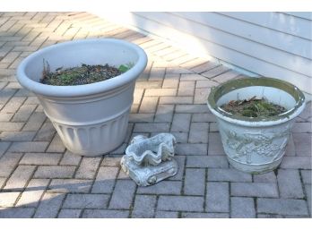 Three Plastic Pots For Gardening