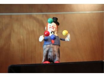 Vintage Wind Up Clown Toy With Balloons By Schuco Solisto, Repair To Foot