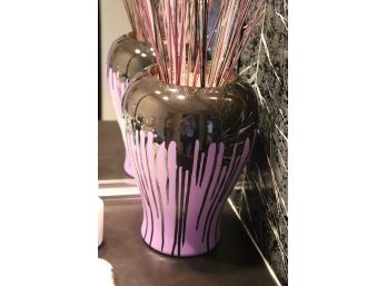 Purple And Black Mod Ceramic Vase: