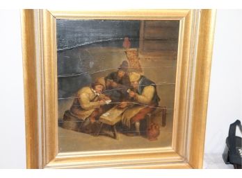 Antique Painting On Wood Panel: