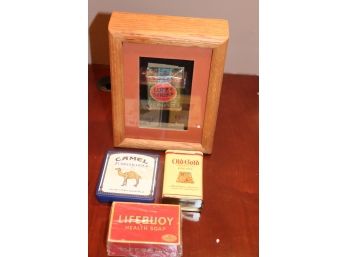 Vintage Lot Of Cigarette Items With Sealed Lucky Strike Pack In Case With Stamp
