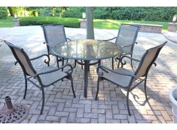 Aluminum And Glass Patio Table With 4 Chairs