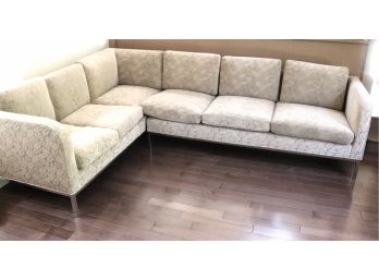 2 Piece Sofa Sectional With Metal Frame Leaf Pattern Design