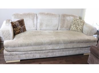 Light Brown Fabric Sofa With Pillows