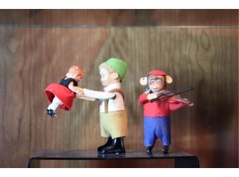Vintage Wind Up Toys By Schuco Solisto, Monkey Playing Violin & Boy Swinging Girl