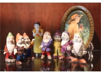 Vintage Porcelain Snow White And The Seven Dwarfs Whimsical Figurines