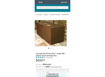 Brand New In Box  Wicker Patio Storage Chest With Hinged Lid