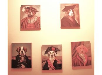 Collection Of 5 Dog Portrait Paintings By Carol Lew