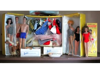Vintage Barbie Dolls, Clothes, & Carrying Case