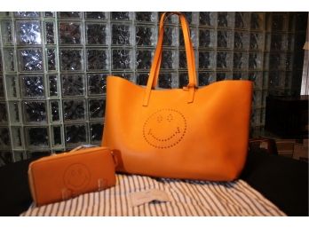 Anya Hindmarch London Handmade Leather Tote Bag With Matching Wallet