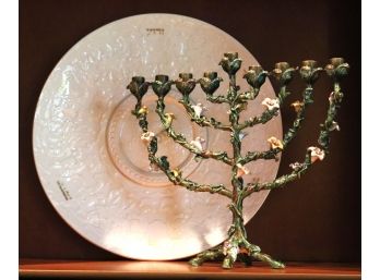Amazing Enameled Menorah & Lenox Seder Plate
