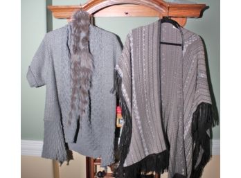 Pair Of Knit Sweaters With Fur & Leather Trim  Size 10/12