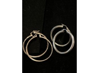 2 Pair Sterling Silver Hoop Earrings