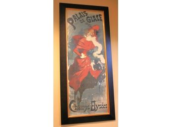 French Reproduction Advertising Poster In Black Frame With Gold Trim