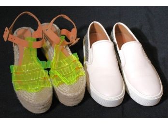 Pair Of Espadrille Plaform Sandal By Paloma Barcel & Coach Leather Sneakers