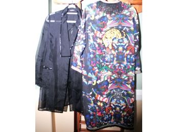 Super Cool Sheer & Embroidered Evening Robe With Mesh Blazer With Belt