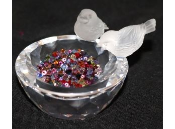 Fabulous Swarovski Bird Bath Filled With Loose Swarovski Crystals