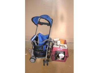 A Puppy Starter Kit!!! Dog Carrier, Stroller & Dog Kennel/Transporter With Assorted Puppy Books